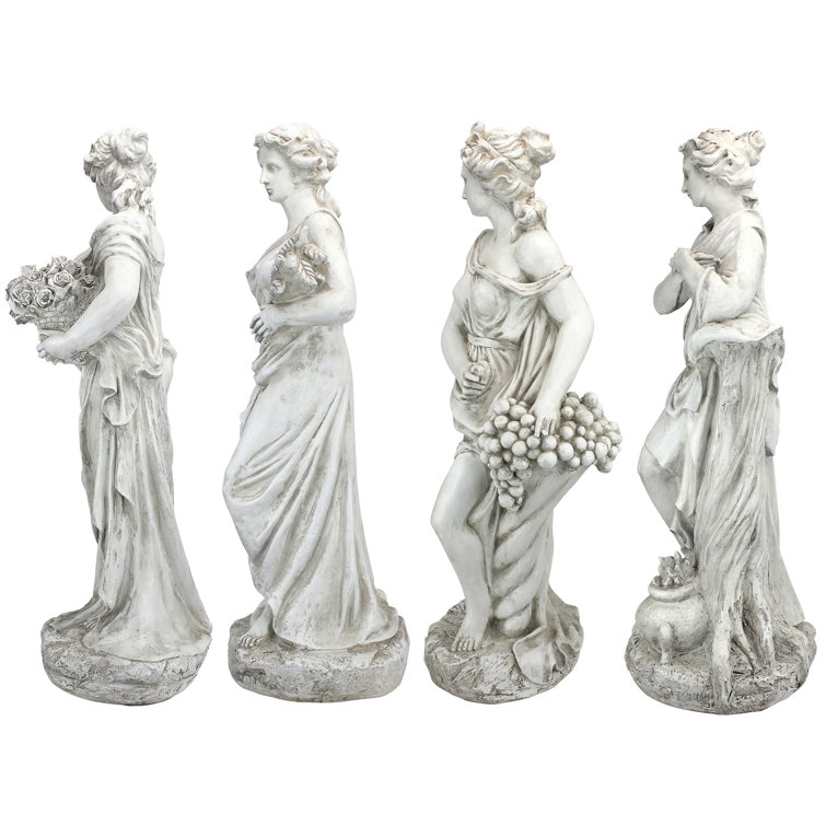 Antique Stone Finish Four Seasons Resin Garden Statues Set