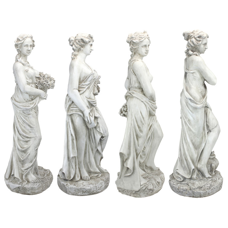 Antique Stone Finish Four Seasons Resin Garden Statues Set