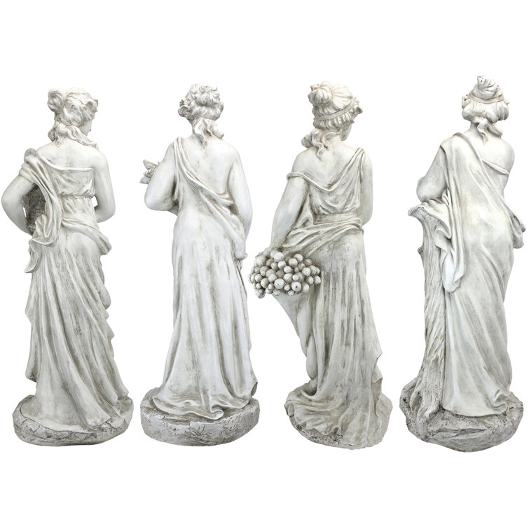 Antique Stone Finish Four Seasons Resin Garden Statues Set