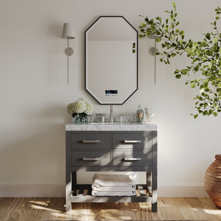 Sapphire Gray 36'' Single Bathroom Vanity with Carrara Marble Top