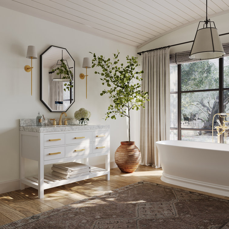 Elizabeth 48'' White Vanity with Gold Hardware