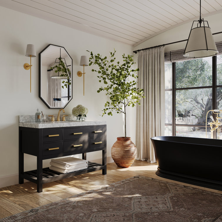 Elizabeth 48'' Black Onyx Vanity with Marble Top
