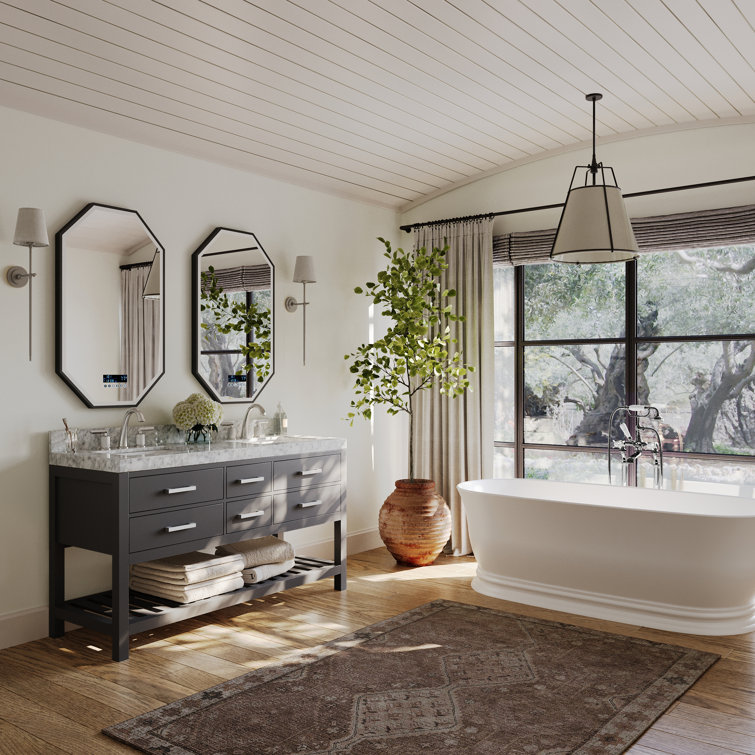 Elizabeth 60'' Sapphire Gray Double Vanity with Carrara Marble Top