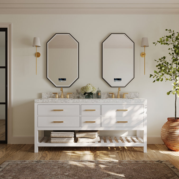 Elizabeth 72'' White Wood Bathroom Vanity Set