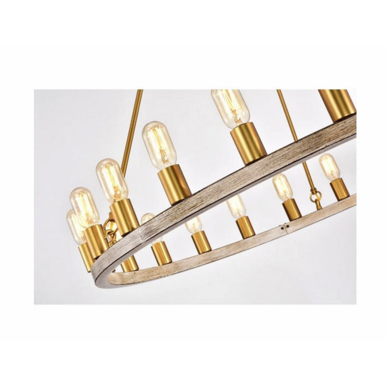Gold and Bronze 24-Light Wagon Wheel Chandelier