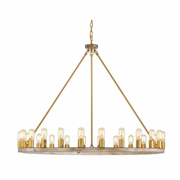 Gold and Bronze 24-Light Wagon Wheel Chandelier