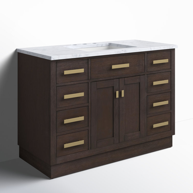 Chestnut 48" Brown Pine Vanity with White Ceramic Sink