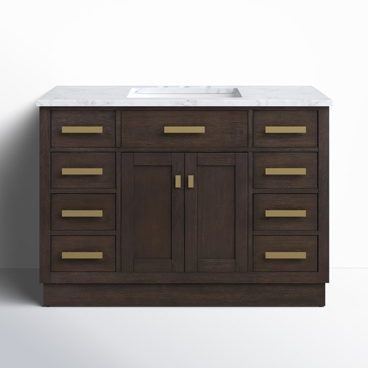 Chestnut 48" Brown Pine Vanity with White Ceramic Sink