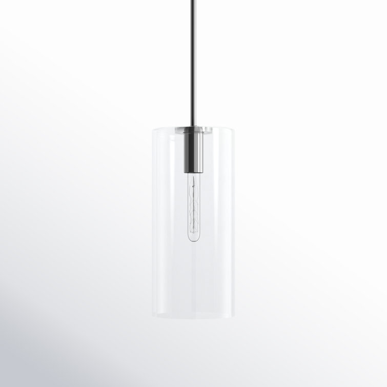Polished Nickel Clear Glass LED Single Pendant Light