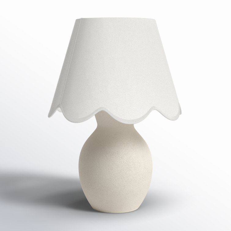 White Ceramic Table Lamp with Cotton Bell Shade
