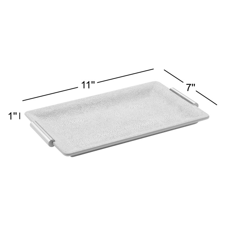 Small Chocolate Shagreen Tray with Gold Handles