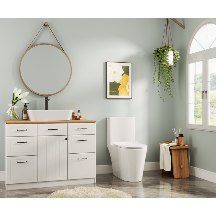 White Ceramic Elongated Dual Flush Toilet with ADA Seat Height