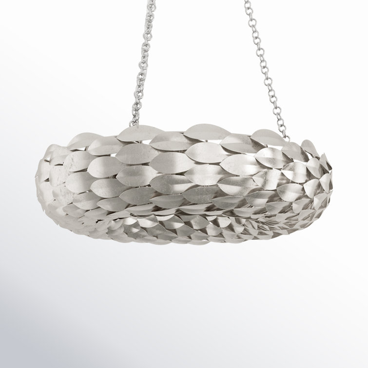 Antique Silver 18'' Metal Leaf Chandelier