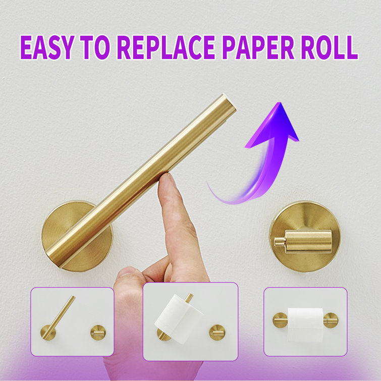 Brushed Gold Stainless Steel Wall Mounted Toilet Paper Holder