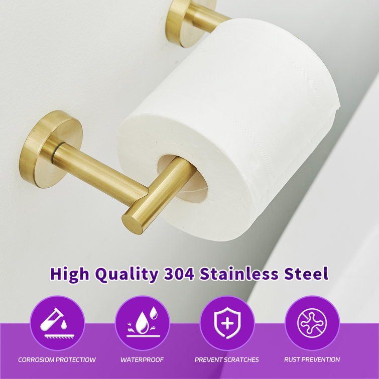 Brushed Gold Stainless Steel Wall Mounted Toilet Paper Holder