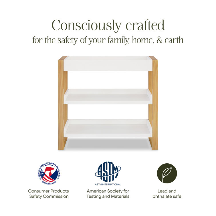 Nantucket Warm White and Honey Changing Table with Open Shelves