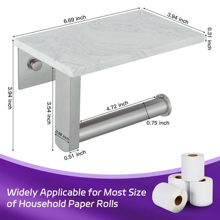 Brushed Gold Wall Mounted Toilet Paper Holder with Marble Shelf