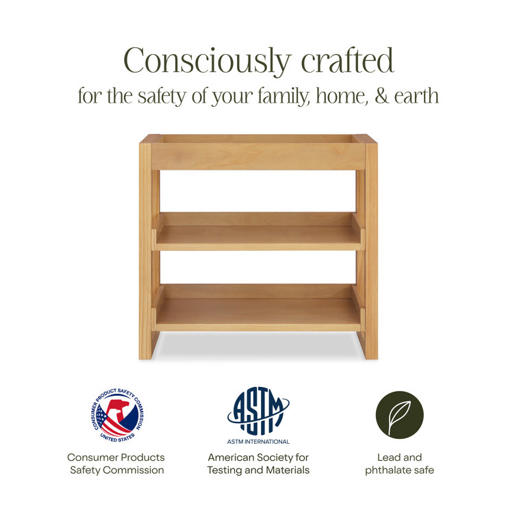 Honey Pine Coastal Changing Table with Open Shelves