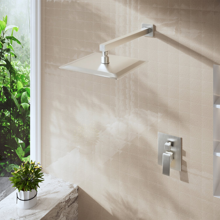 15.75" Brushed Nickel Wall Mounted Square Shower Arm with Flange