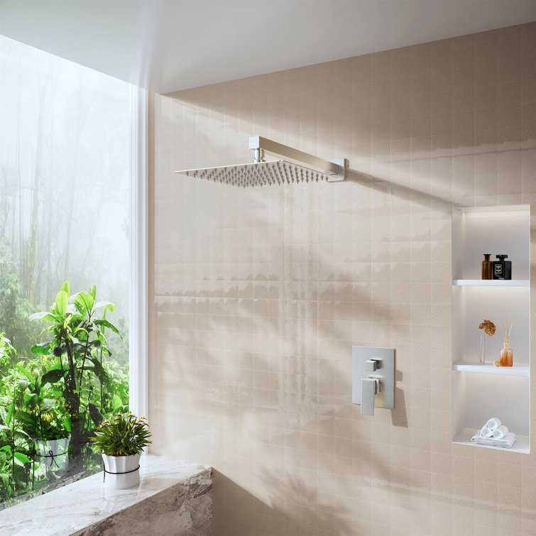 15.75" Brushed Nickel Wall Mounted Square Shower Arm with Flange
