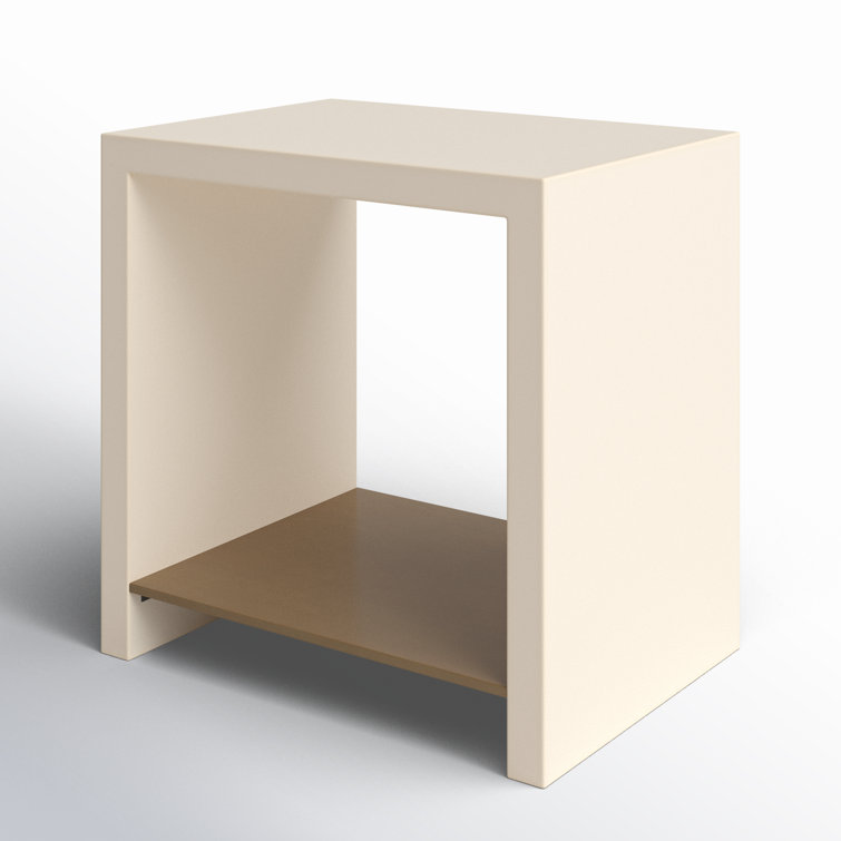 Parchment White Concrete Top Rectangular End Table