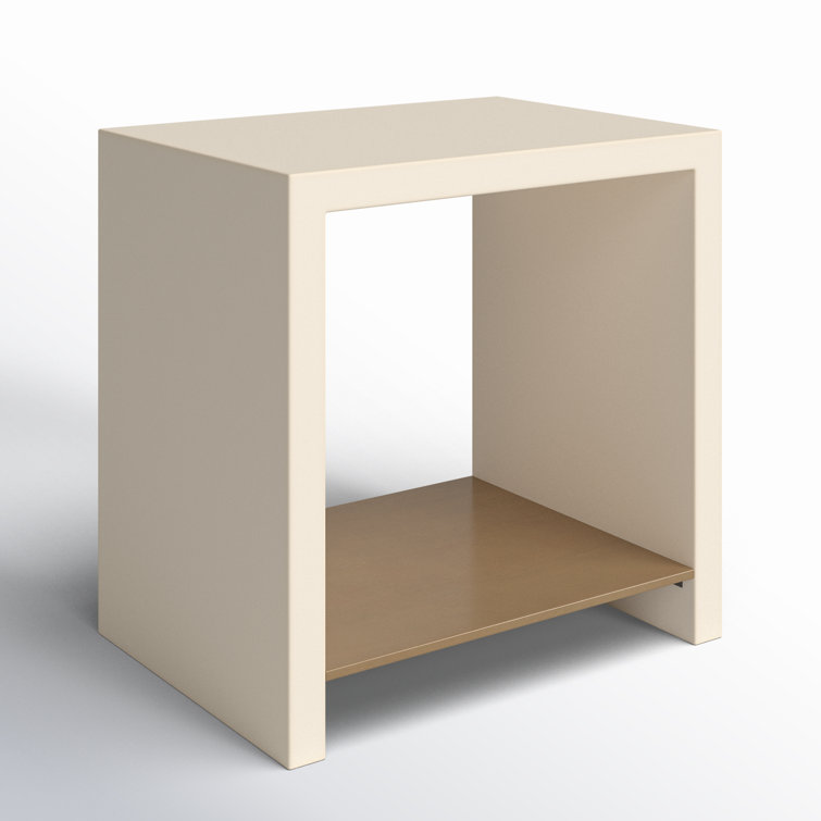 Parchment White Concrete Top Rectangular End Table