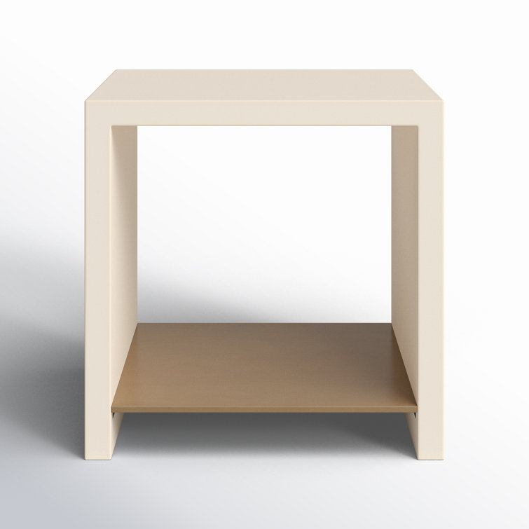 Parchment White Concrete Top Rectangular End Table
