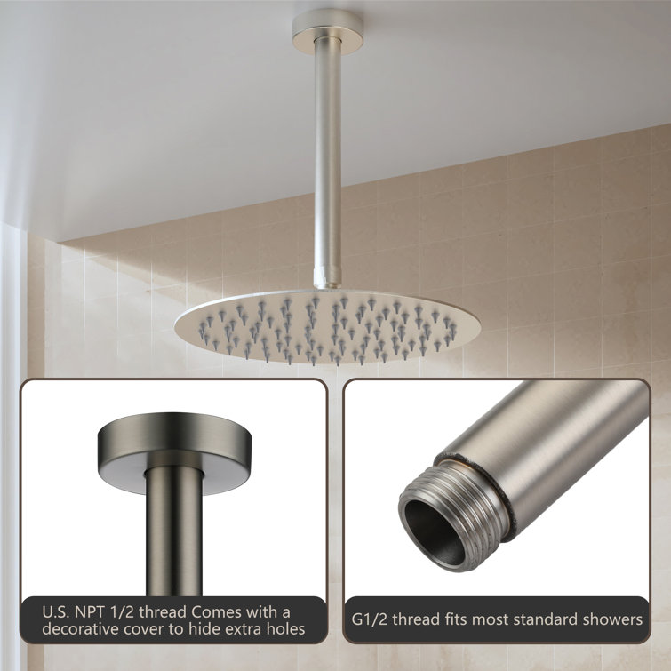 7.88" Matte Black Stainless Steel Ceiling Mounted Shower Arm with Flange