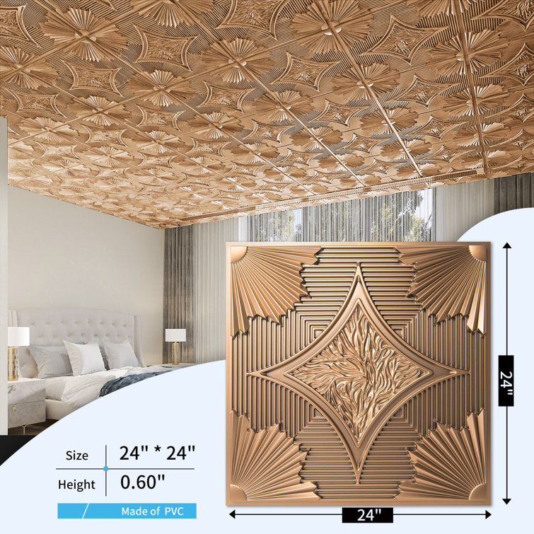 Bronze 24x24 3D PVC Ceiling and Wall Panels (12-Pack)