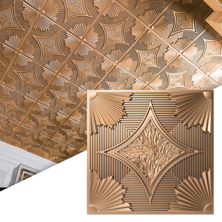Bronze 24x24 3D PVC Ceiling and Wall Panels (12-Pack)