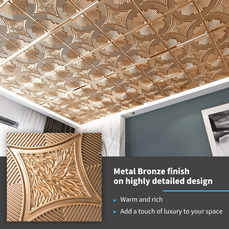 Bronze 24x24 3D PVC Ceiling and Wall Panels (12-Pack)