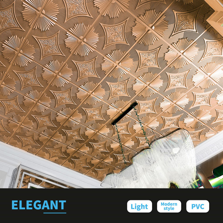 Bronze 24x24 3D PVC Ceiling and Wall Panels (12-Pack)
