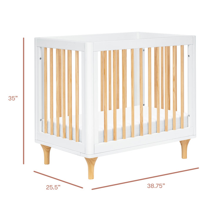 White and Natural Pine 4-in-1 Convertible Mini Crib