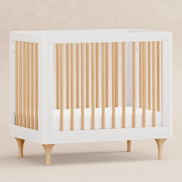 White and Natural Pine 4-in-1 Convertible Mini Crib