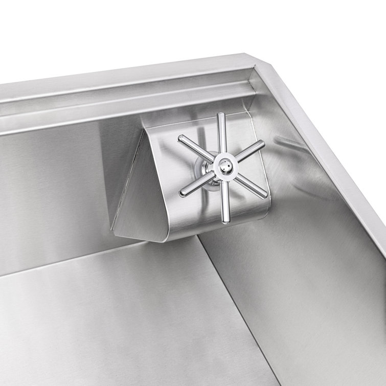 Ibiza 32-Inch Stainless Steel Single Bowl Workstation Sink with Glass Rinser