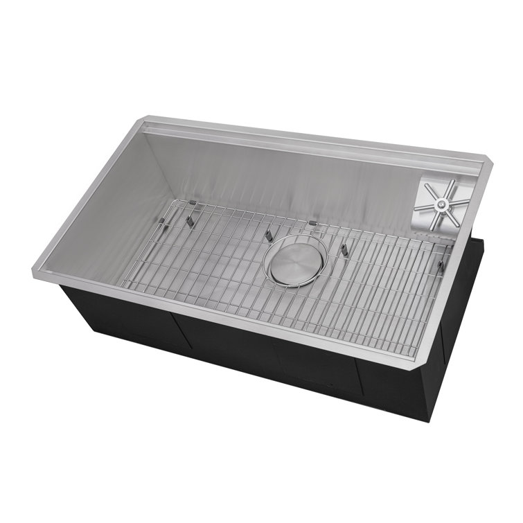 Ibiza 32-Inch Stainless Steel Single Bowl Workstation Sink with Glass Rinser