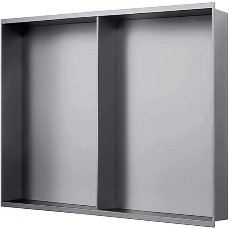 Gray Stainless Steel 12 x 36 Inch Shower Niche with Divider