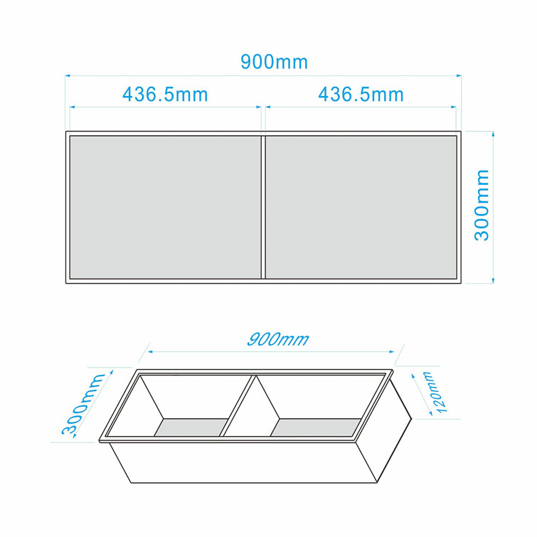 Gray Stainless Steel 12 x 36 Inch Shower Niche with Divider