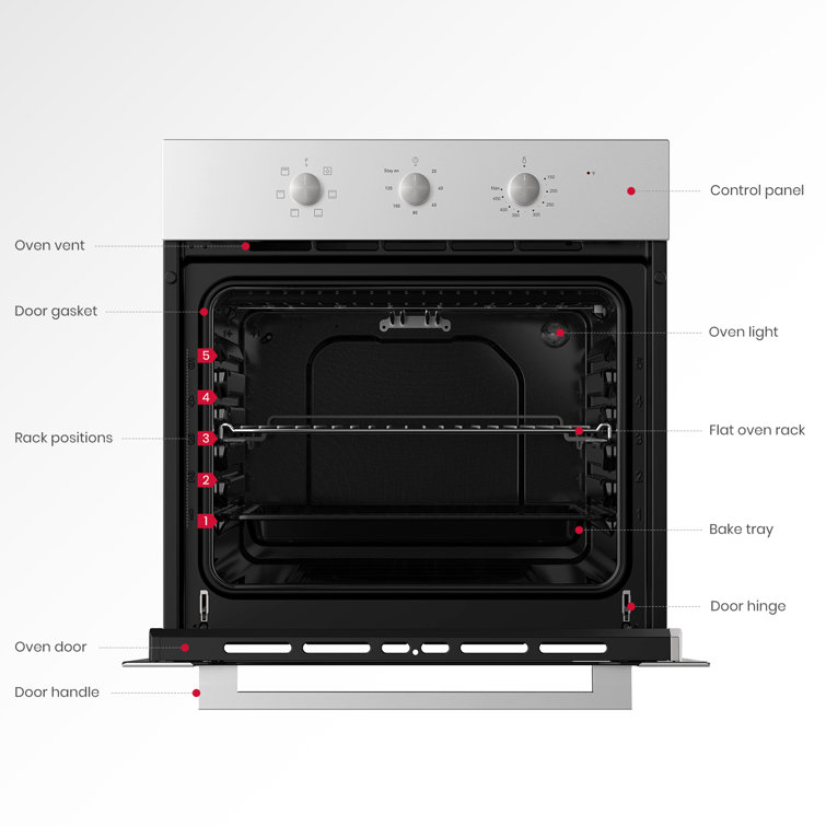 24" Stainless Steel Electric Single Wall Oven with 6 Cooking Functions