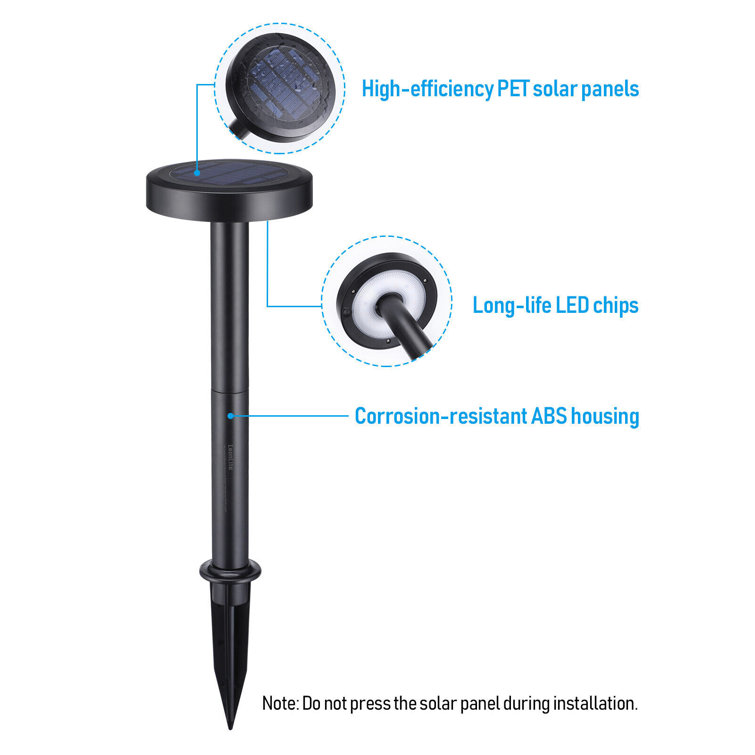 6-Pack Black Solar LED Pathway Lights with Dusk to Dawn Feature