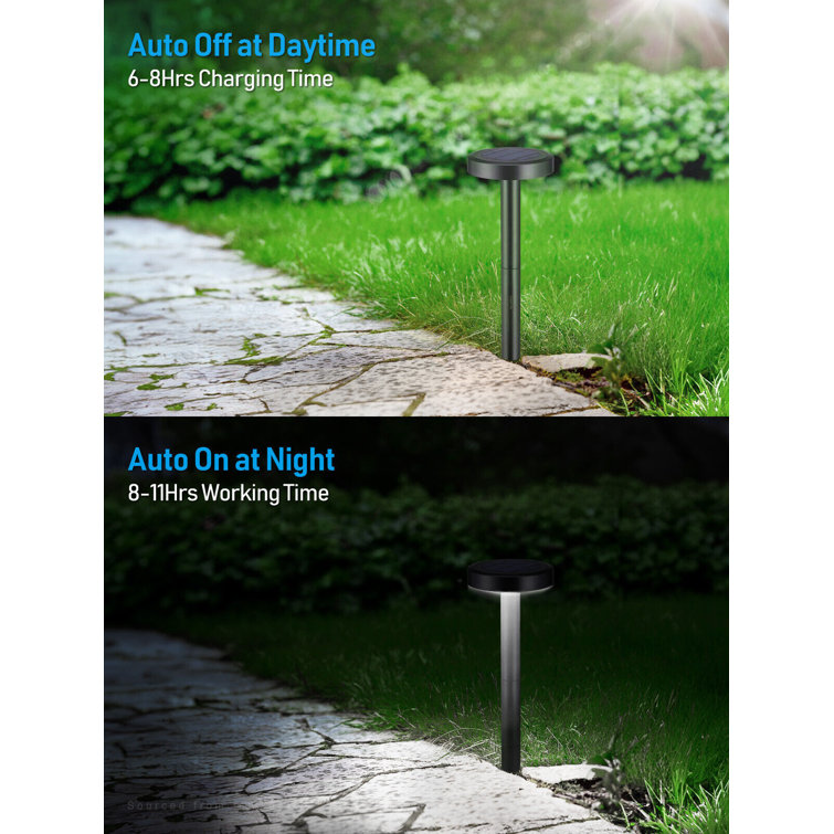 6-Pack Black Solar LED Pathway Lights with Dusk to Dawn Feature