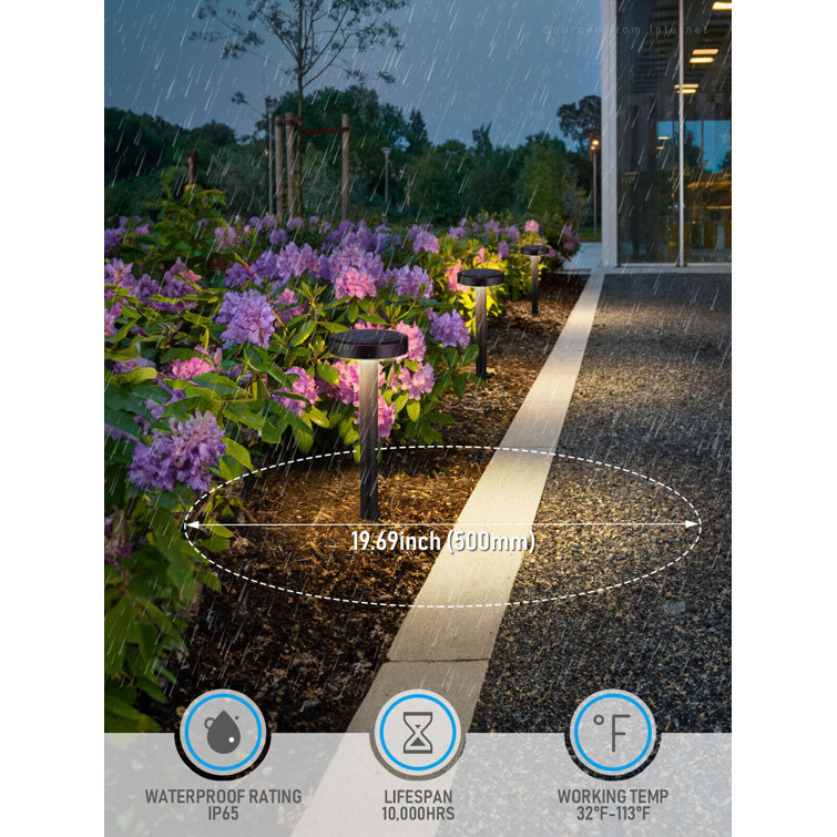 6-Pack Black Solar LED Pathway Lights with Dusk to Dawn Feature