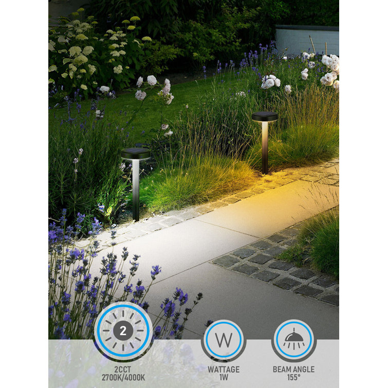 6-Pack Black Solar LED Pathway Lights with Dusk to Dawn Feature