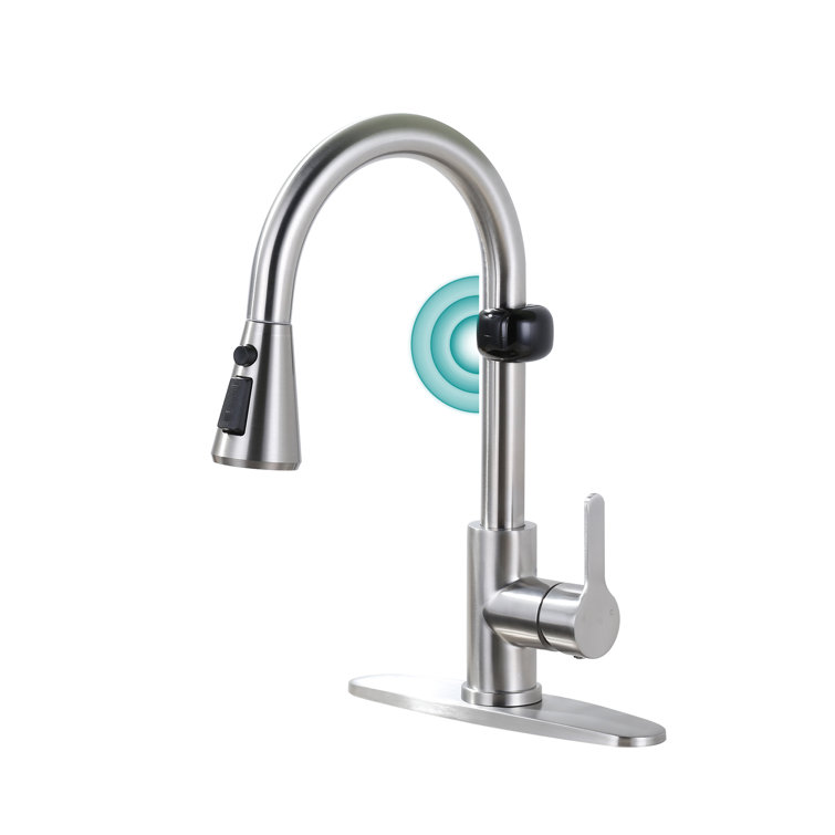 Brushed Nickel Stainless Steel Touchless Pull Down Kitchen Faucet