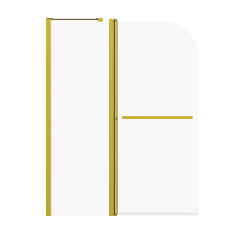 Brushed Gold Frameless Folding Shower Door with Tempered Glass