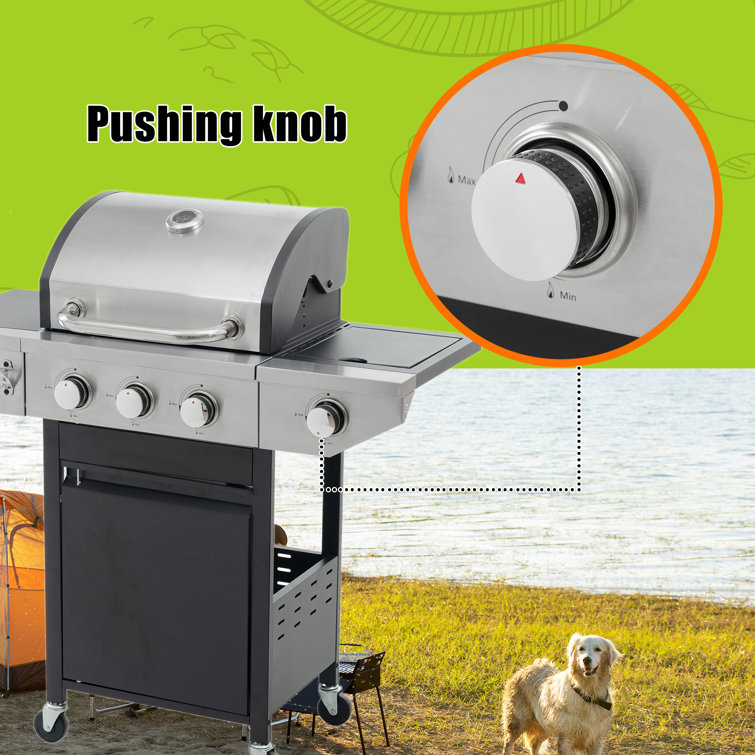 Stainless Steel 3-Burner Propane Grill with Side Burner