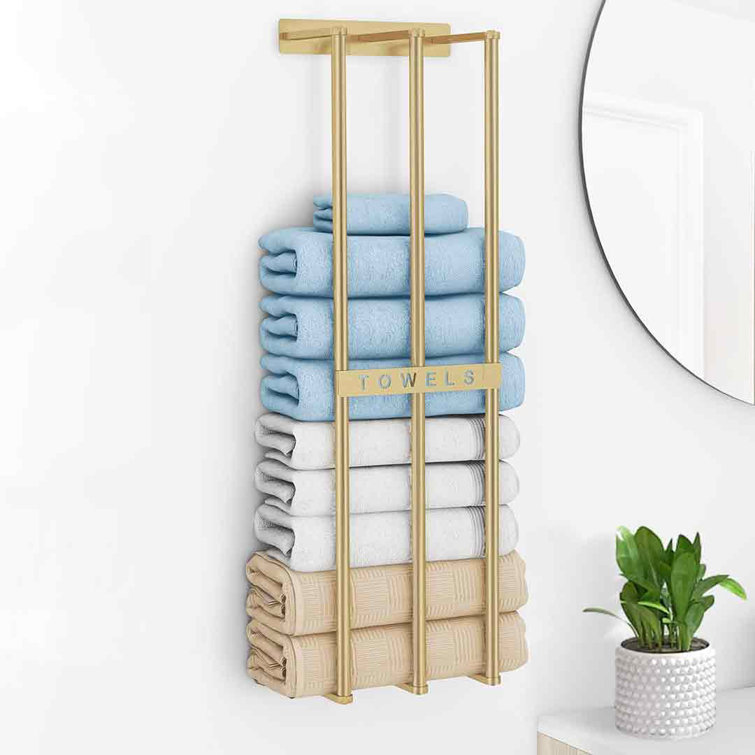 Gold Wall Mounted 30-Inch Towel Rack for Rolled Towels