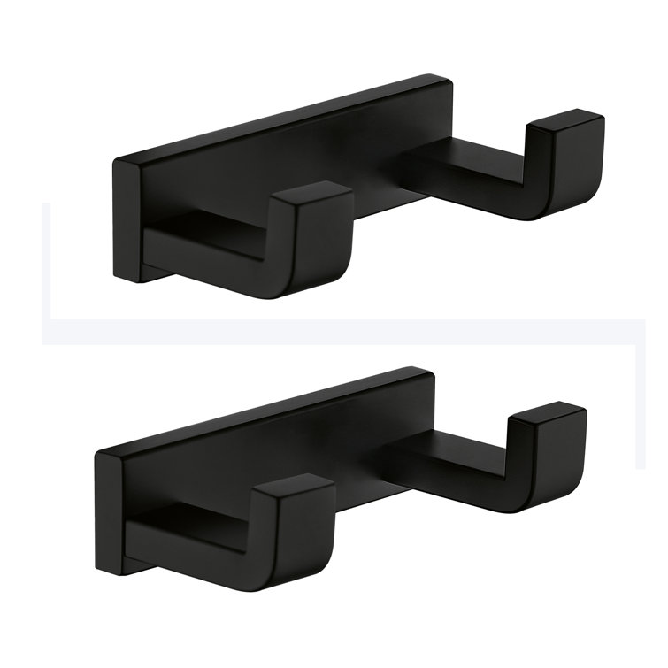 Matte Black Stainless Steel Double Robe and Towel Hook Set