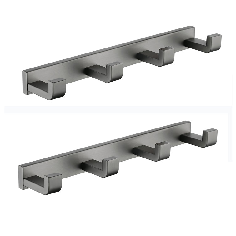 Polished Chrome Stainless Steel Wall-Mounted J-Hook Robe/Towel Hook Set