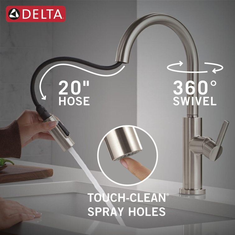 Brushed Stainless Steel Single Handle Pull-Down Kitchen Faucet
